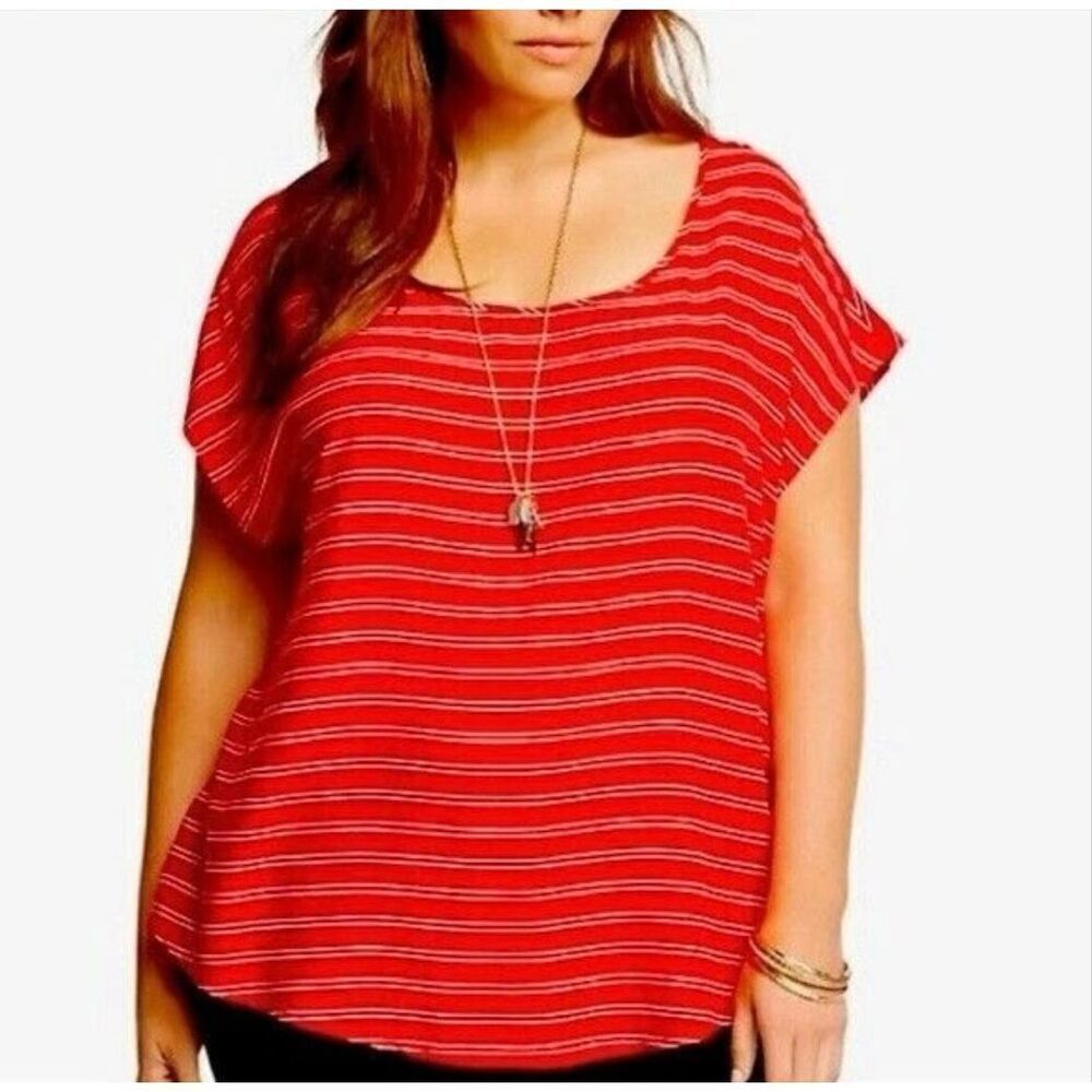 New Torrid 2 Size 2X Tank Top Red White Stripe Lightweight Sleeveless Cutout